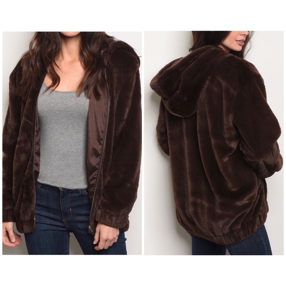 Boutique Jackets & Blazers - 🧸LAST ONE🧸 Teddy Bear Hoodie Jacket Chocolate